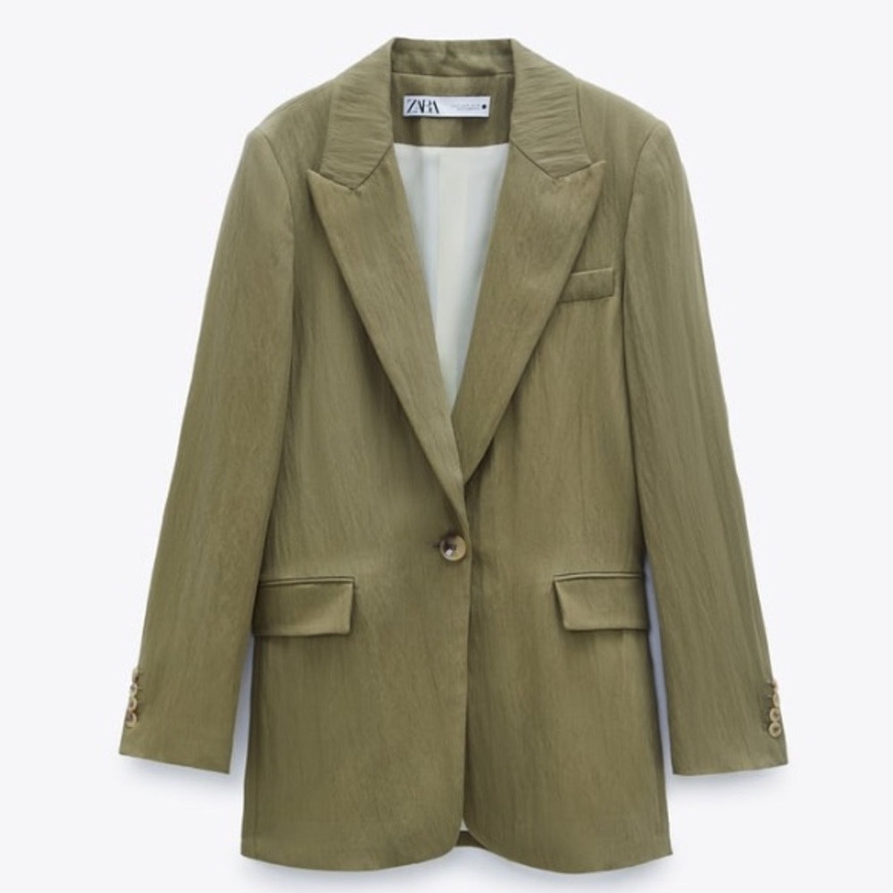 Zara Lyocell Blend Straight Cut Blazer Blogger’s Favorite M